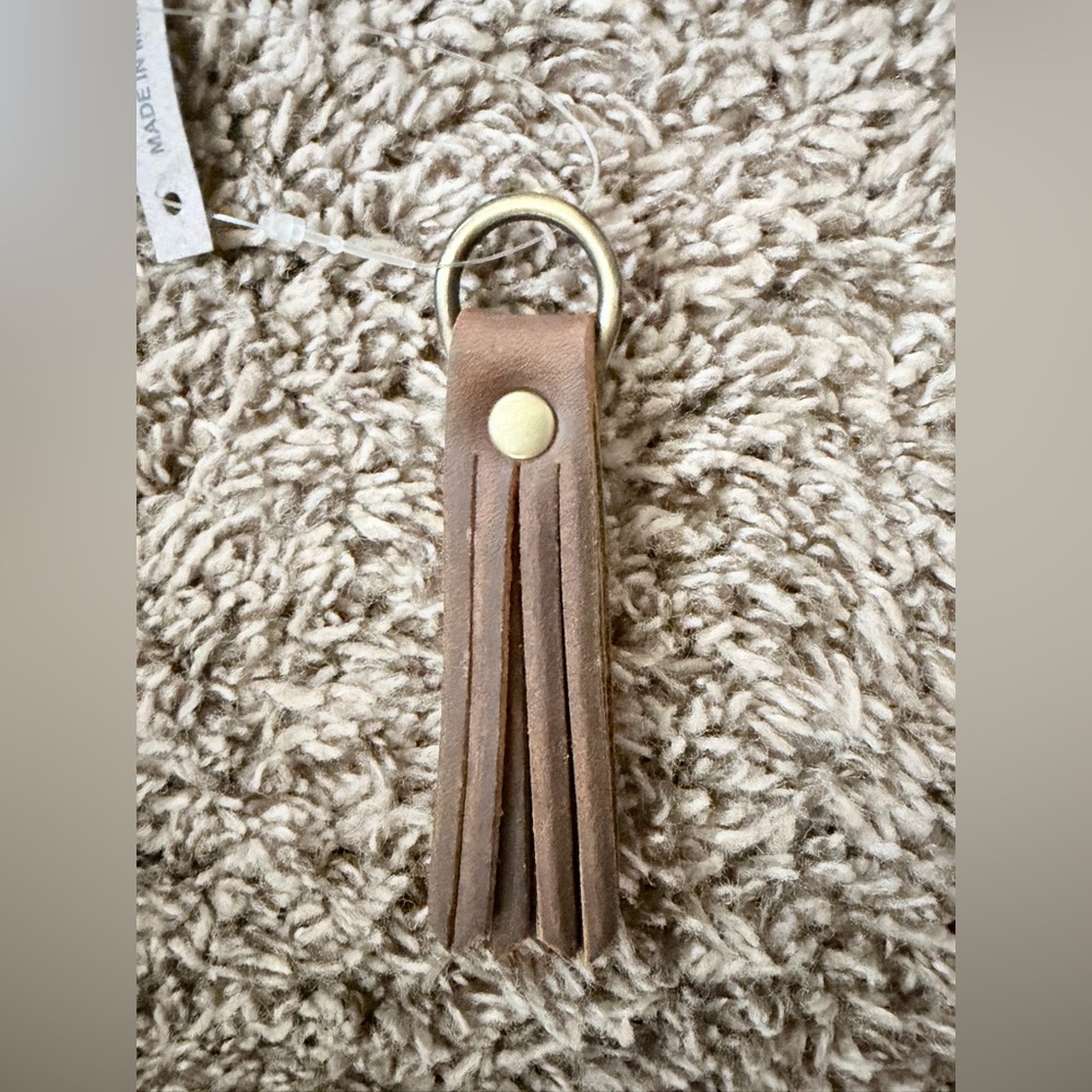 Portland Leather Goods Brown Leather Tassel Keychain